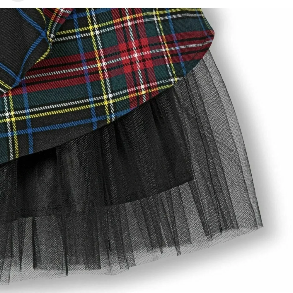 HARAJUKU MINI | NWT! Plaid Square Neck Mini Dress with Tiered Ruffle Skirt